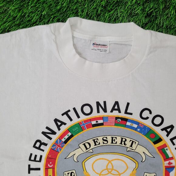 Vintage 1991 Dessert-Storm Shirt M/L 21x27 International Country Flag - Picture 7 of 13